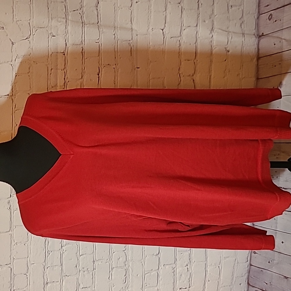 NEW Red size 3X  VNeck Sweater Croft & Barrow Cotton Blend Solid Pullover